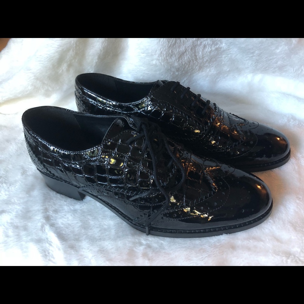 Office Frontier Croc Print Patent Leather Oxfords